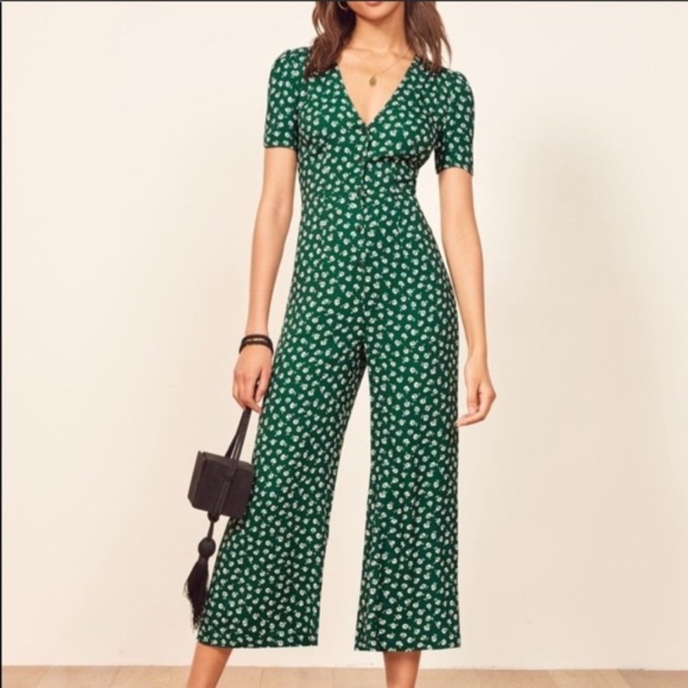 Reformation France Jumpsuit in Chive size 0